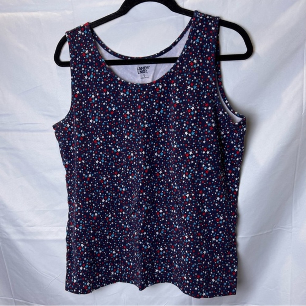 Lands' End Women's Starry Tank Top - Navy and Red